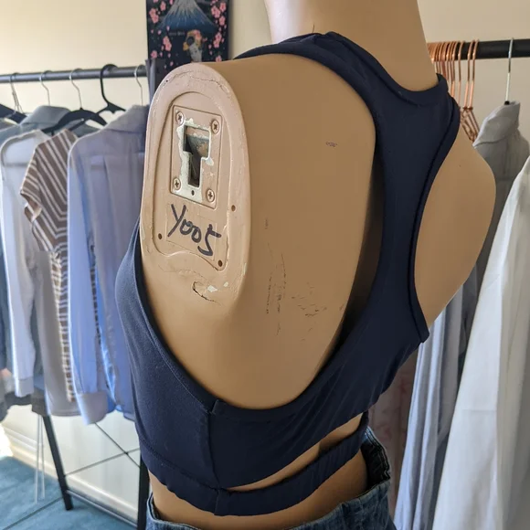 Dharma Bums Sports Bra / Crop Top Navy Blue Sz M - Picture 3 of 5